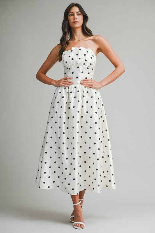 Polka Dot Strapless Dress