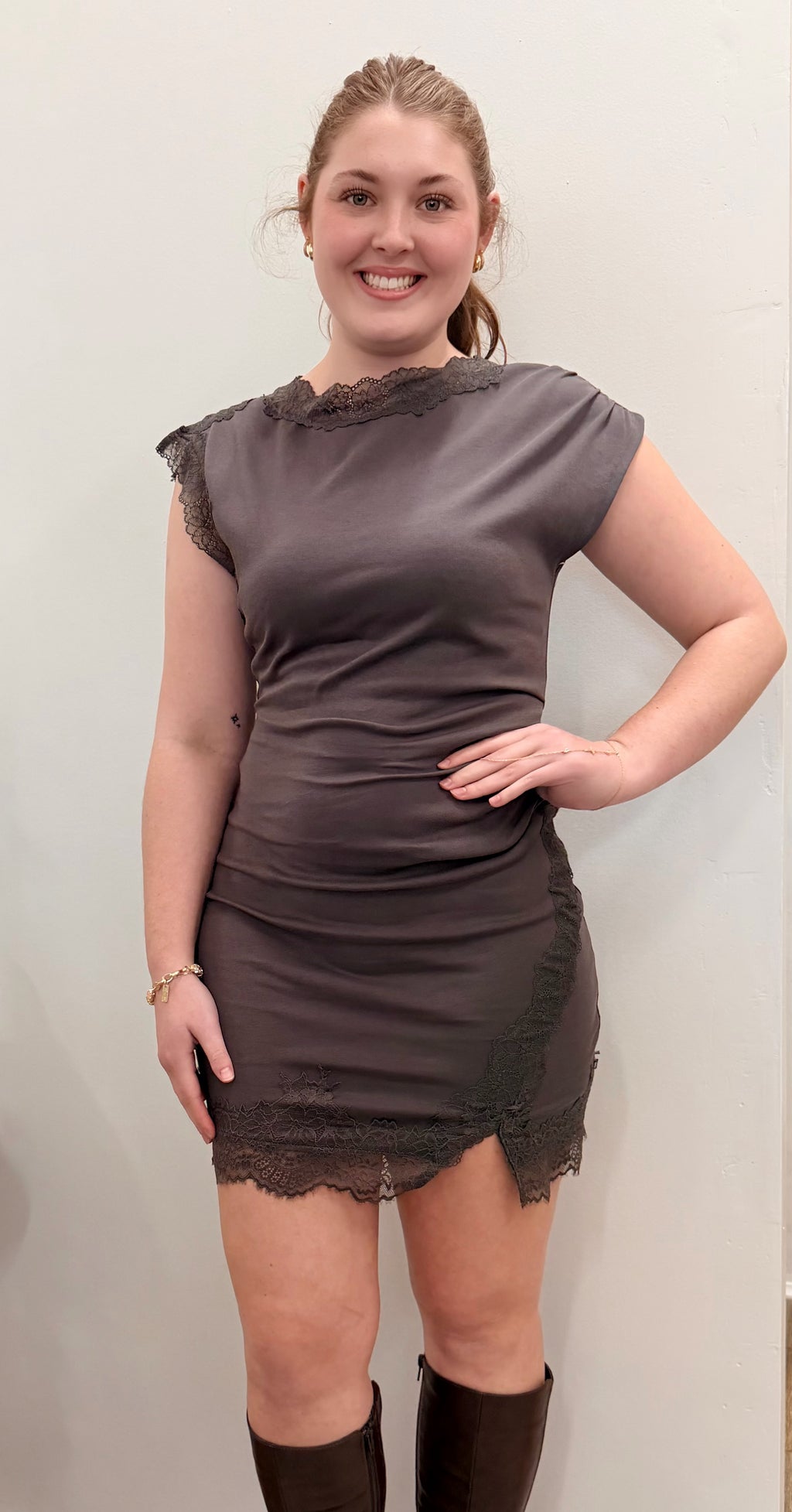 Lace Trim Mini Dress