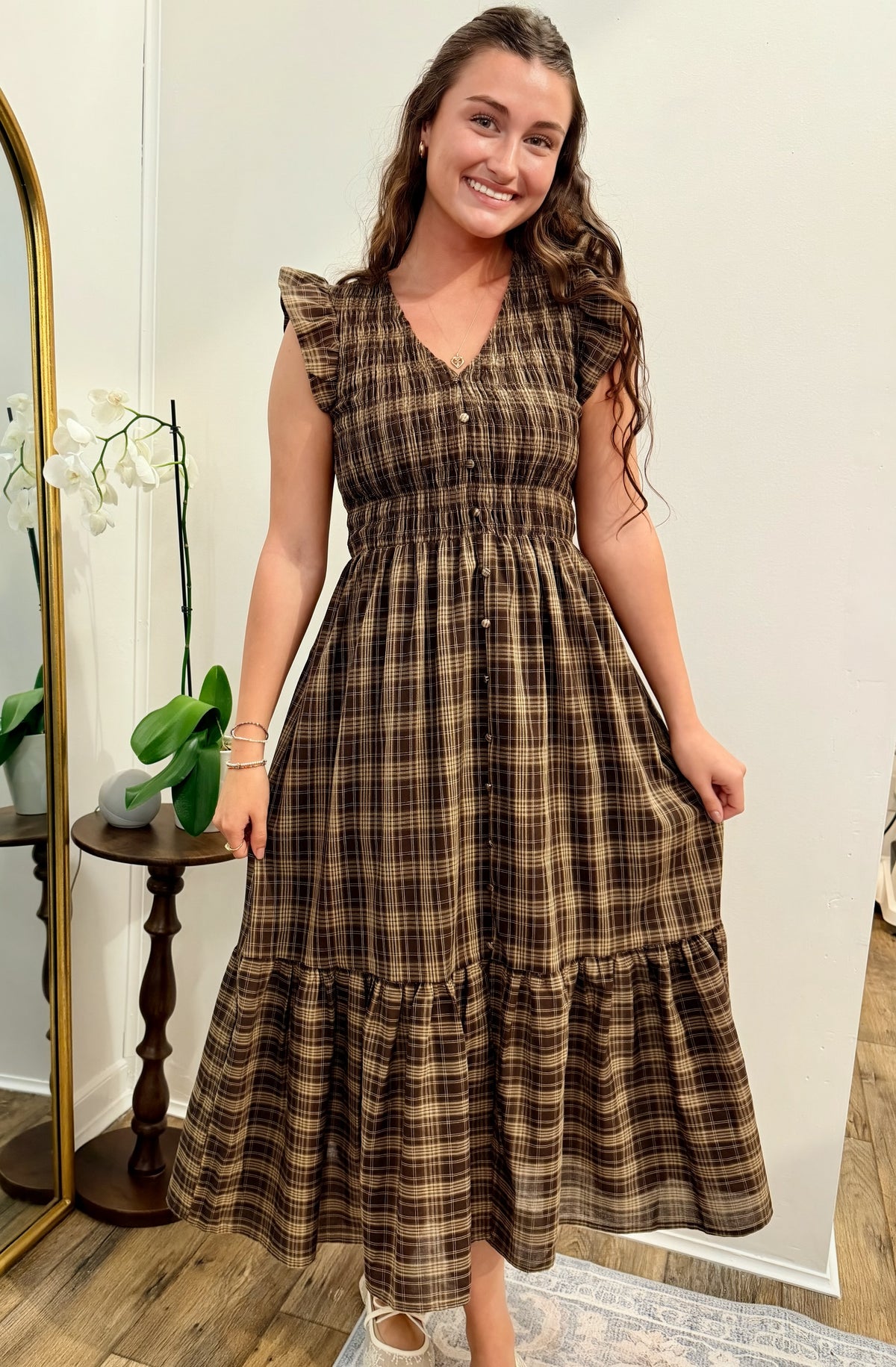 Plaid Smocked Dress
