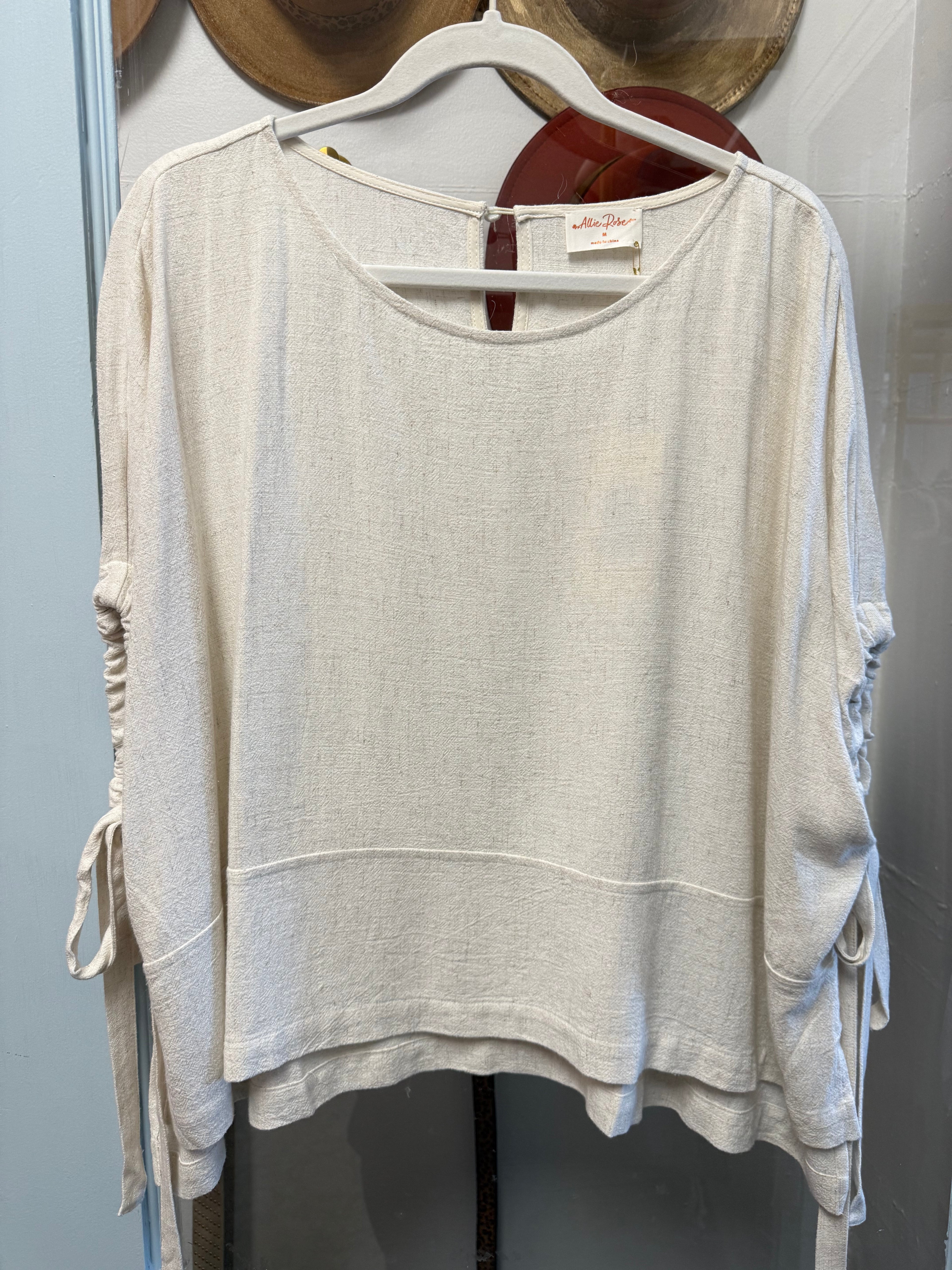 Linen Blend Elastic Tie Top