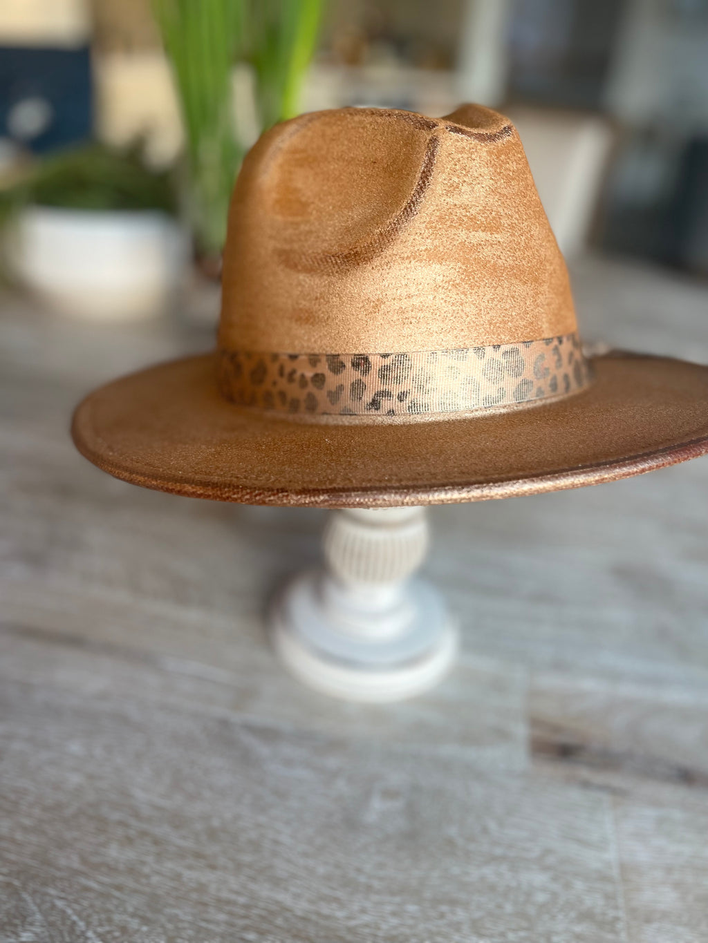 Cheetah Flat Brim Fedora
