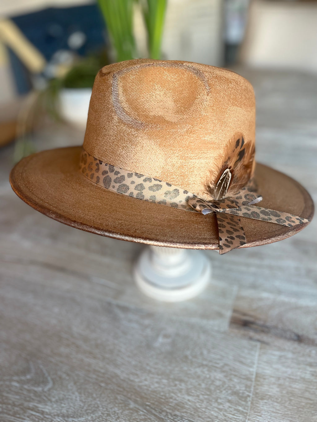 Cheetah Flat Brim Fedora