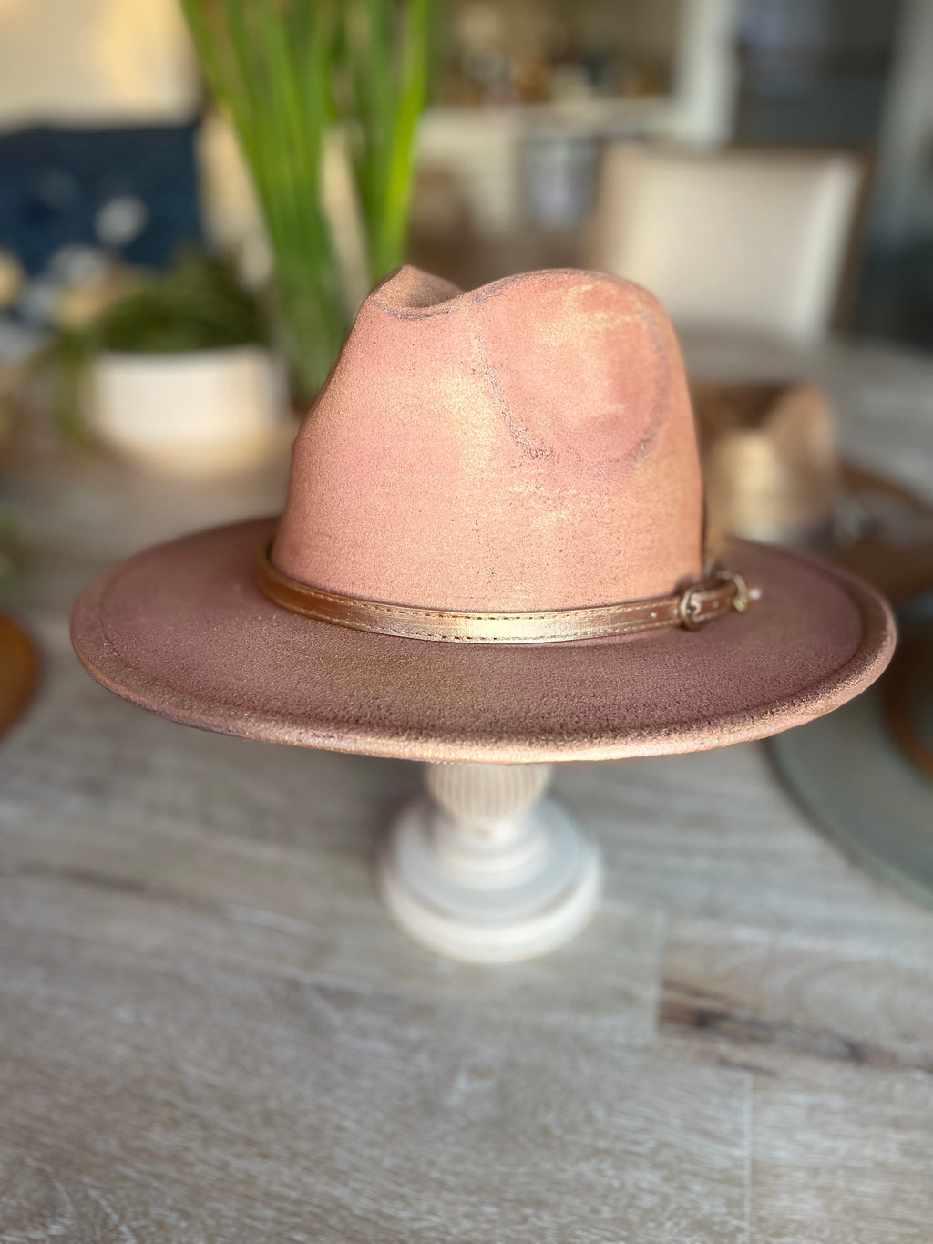 Rose Gold Flat brim Fedora