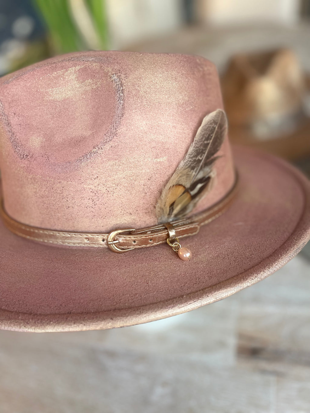 Rose Gold Flat brim Fedora