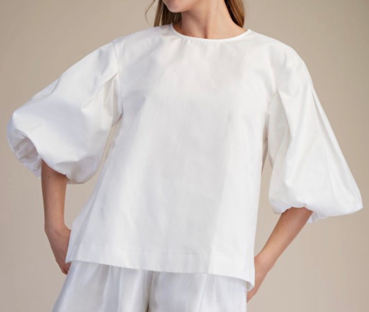 White Puff Sleeve Top