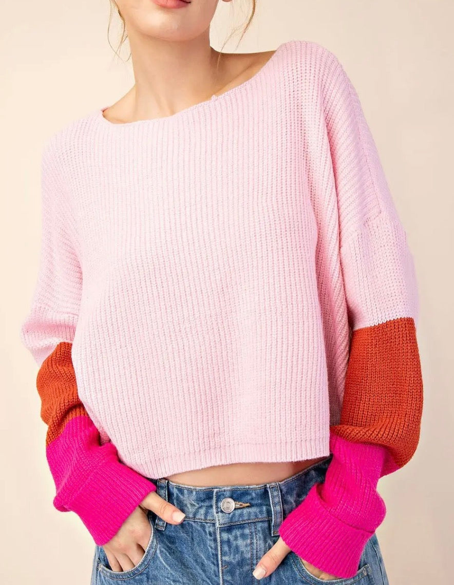 Pink Multi color Sweater