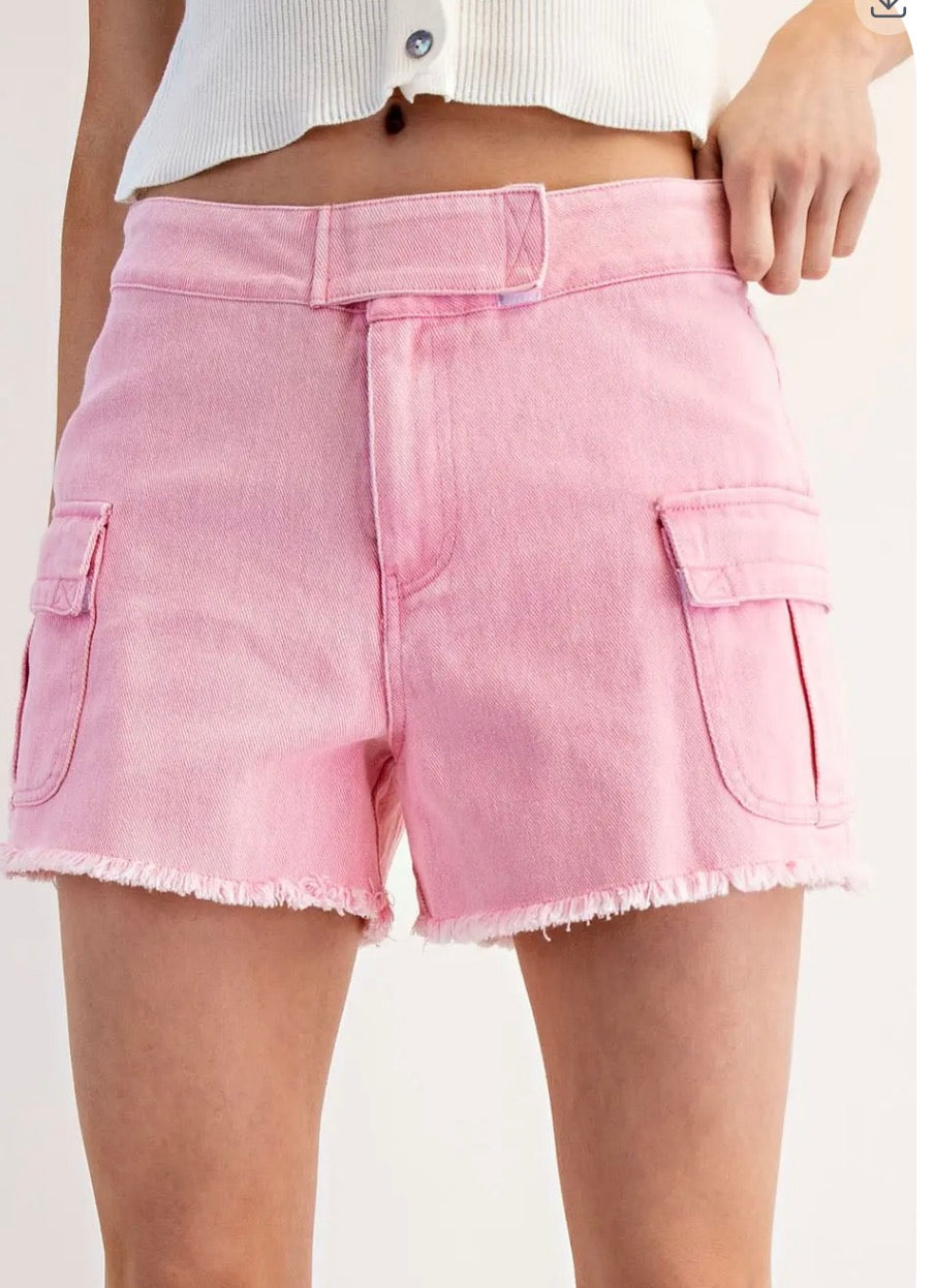 Bubble Pink Mineral Washed Shorts