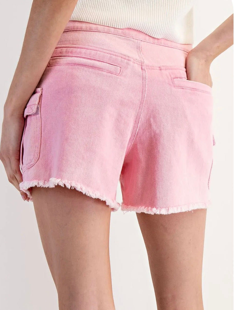 Bubble Pink Mineral Washed Shorts