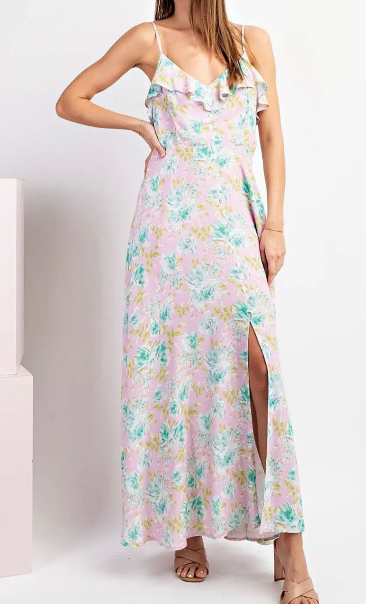 Pink Floral Maxi Dress