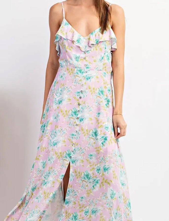 Pink Floral Maxi Dress