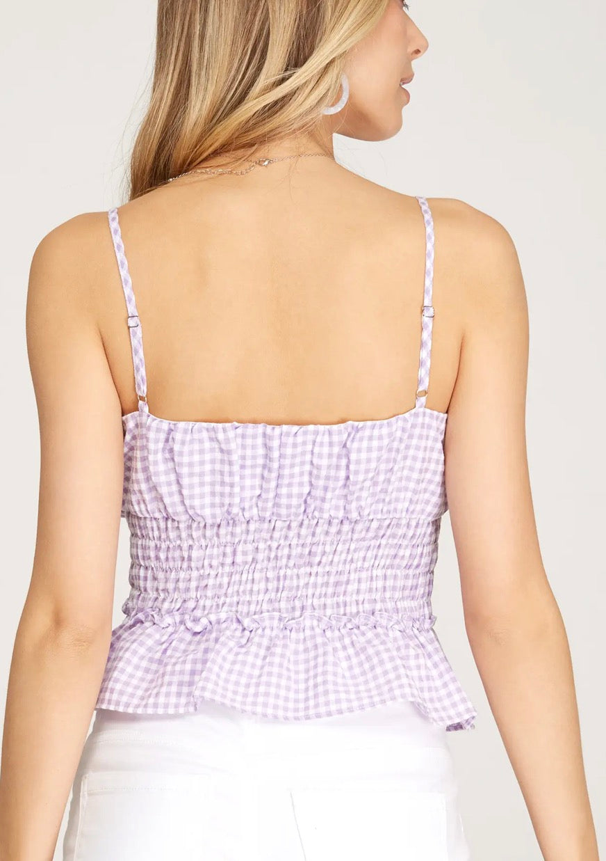 Lavender Gingham Top