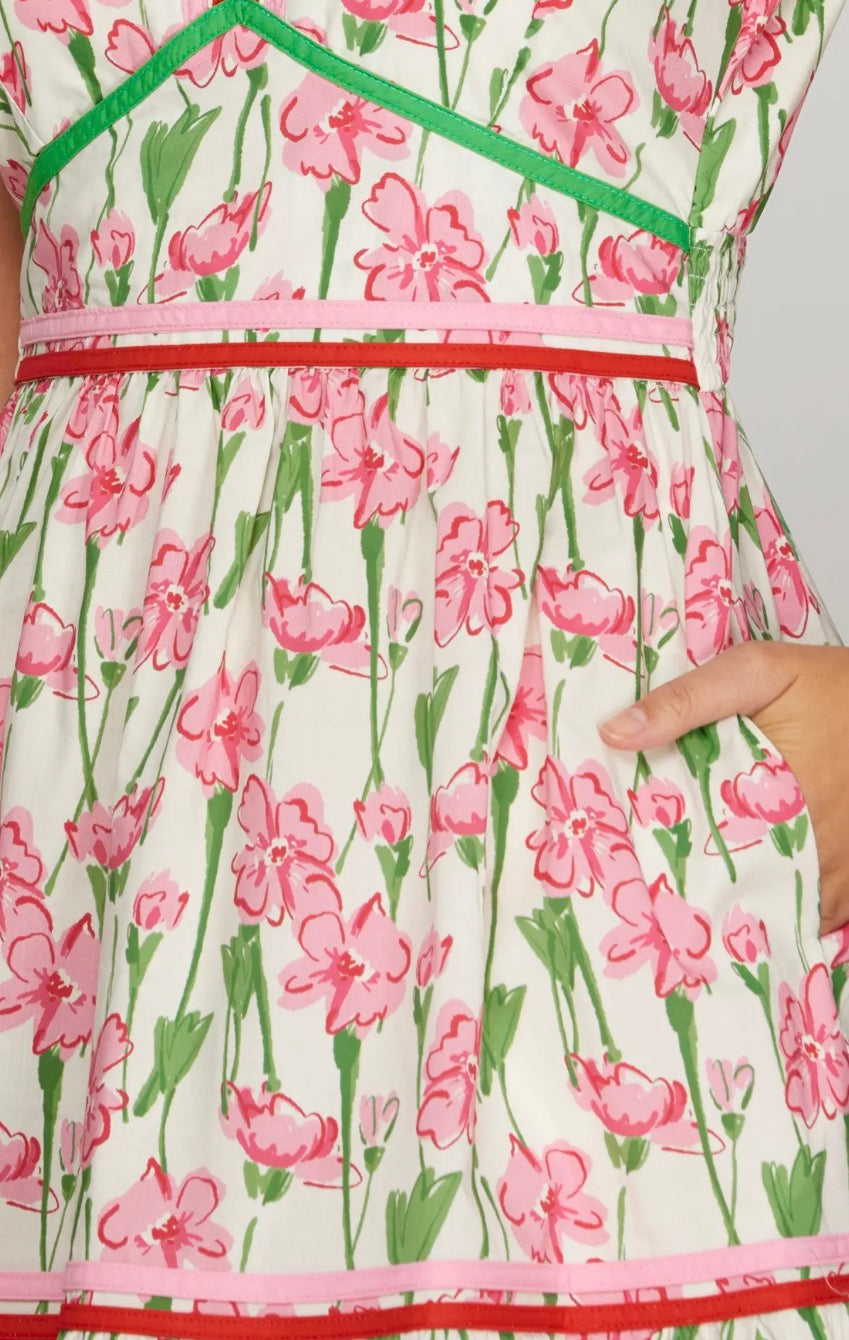 Pink Floral Midi Dress