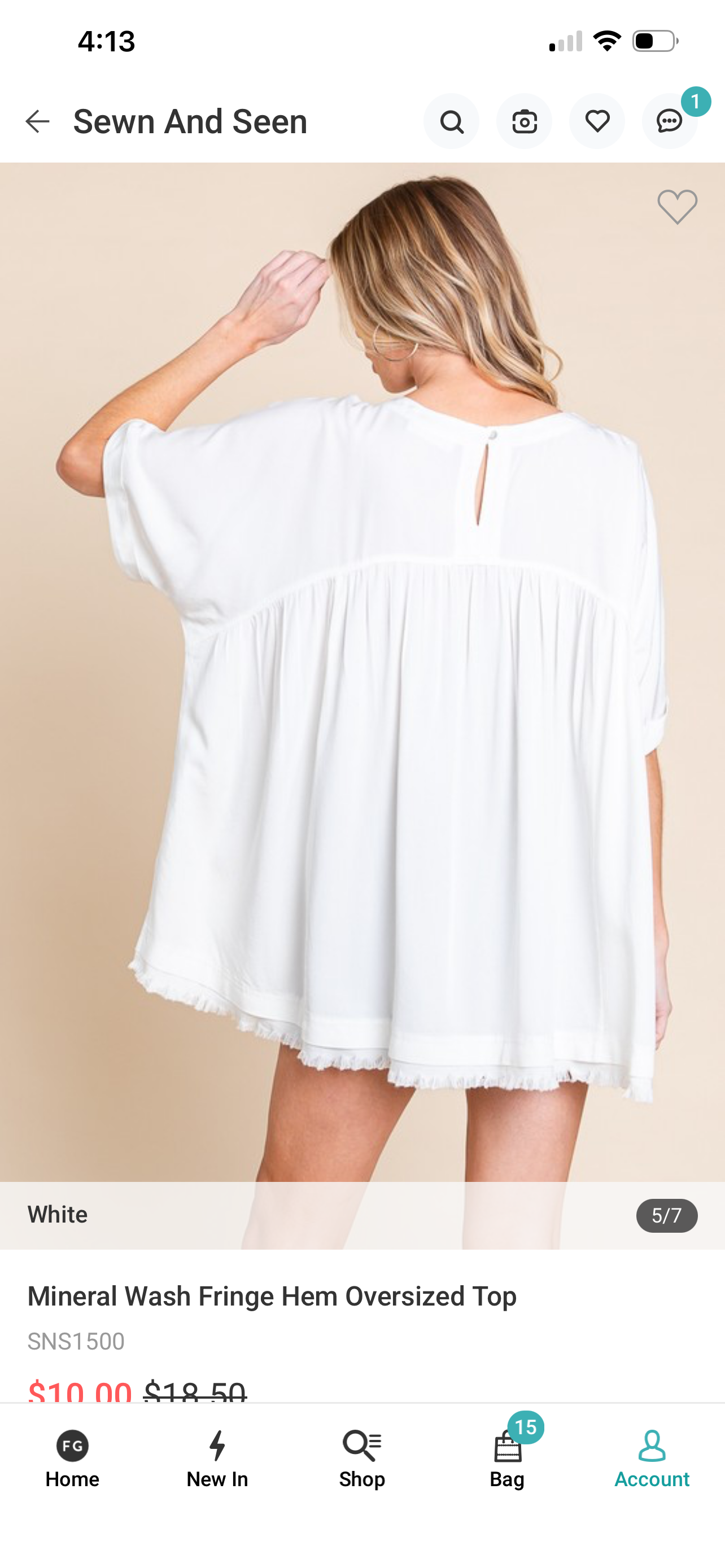 White Fringe Hem Oversized Top