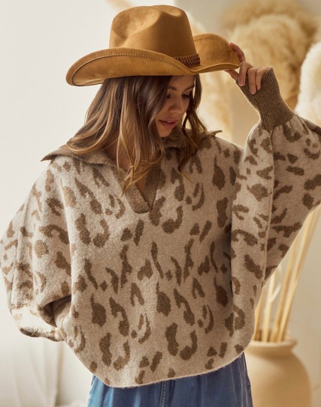 Leopard Balloon Sleeve Sweater