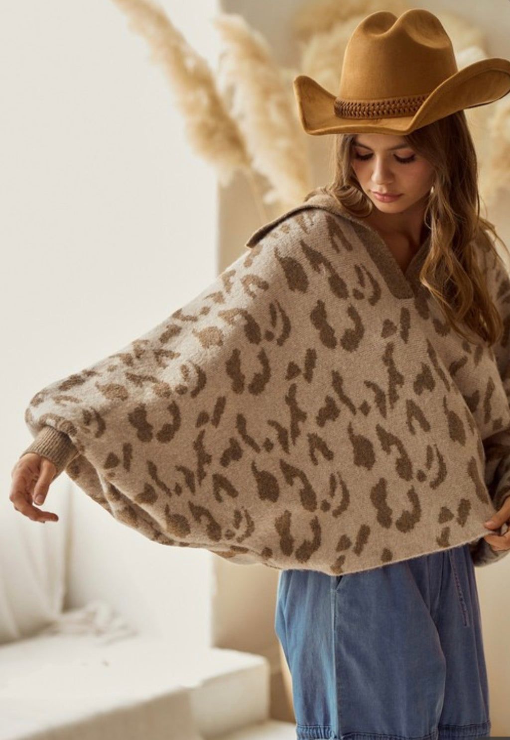 Leopard Balloon Sleeve Sweater