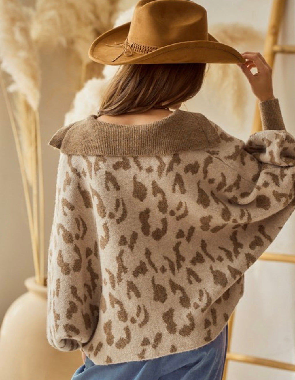 Leopard Balloon Sleeve Sweater
