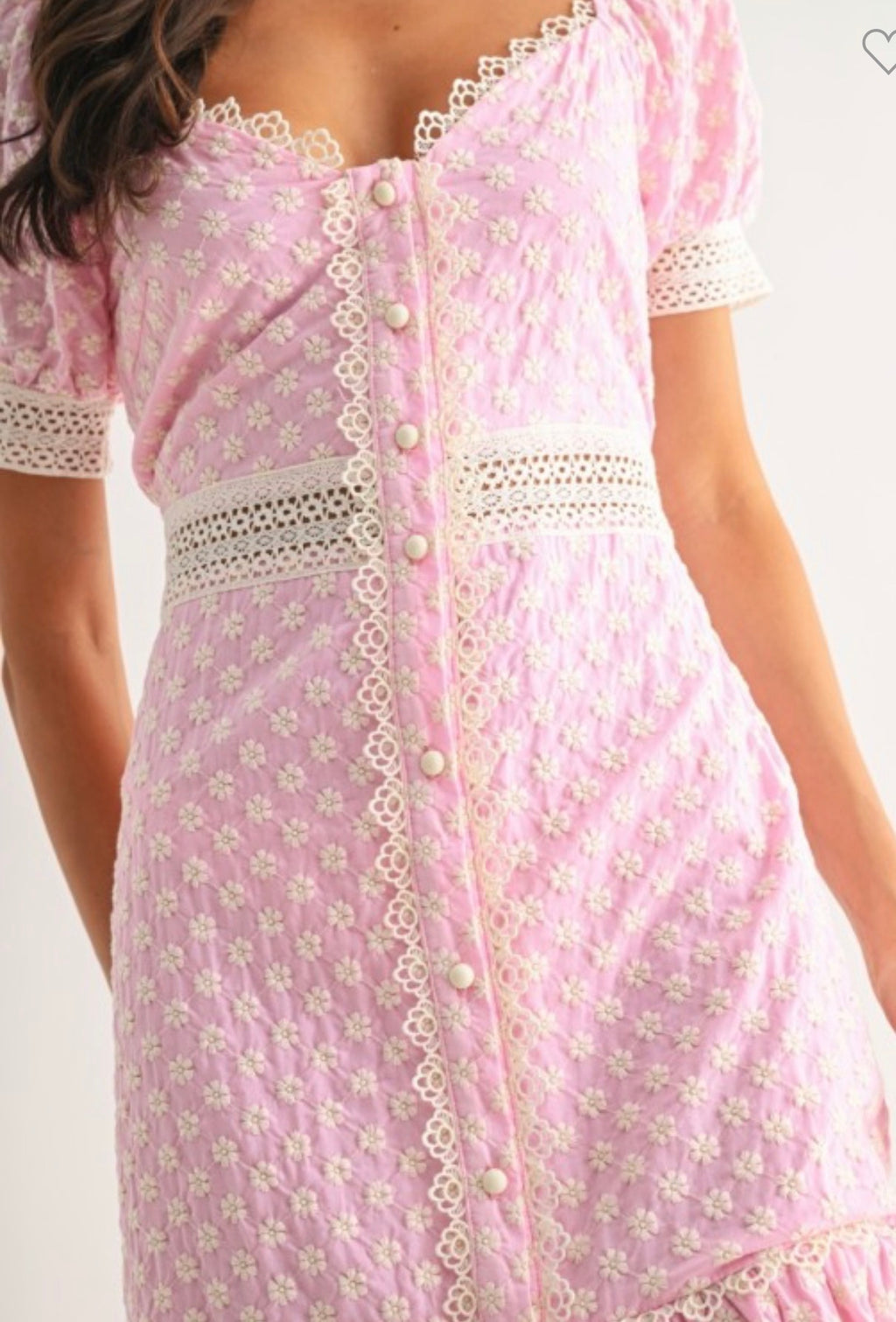 Puff Sleeve Pink Maxi Dress