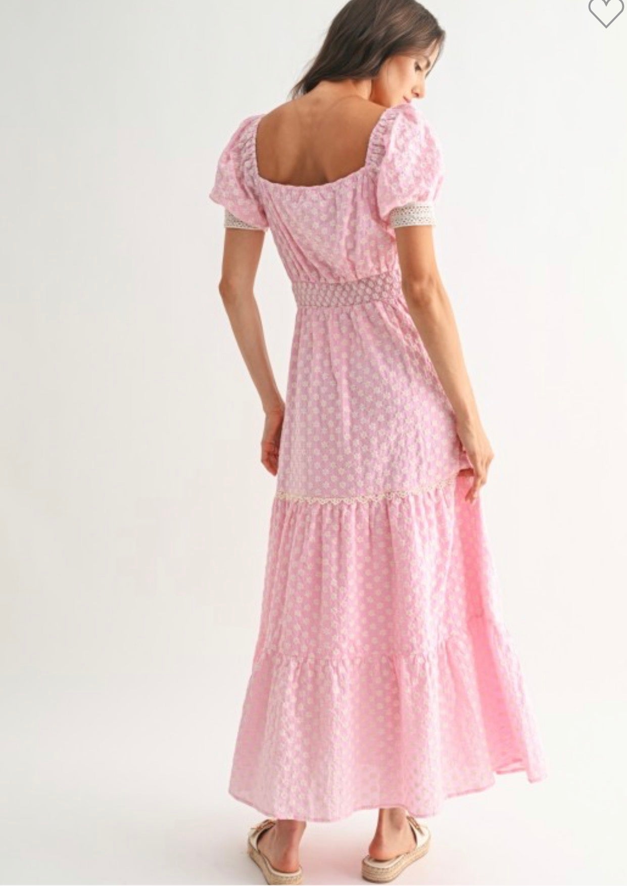 Puff Sleeve Pink Maxi Dress