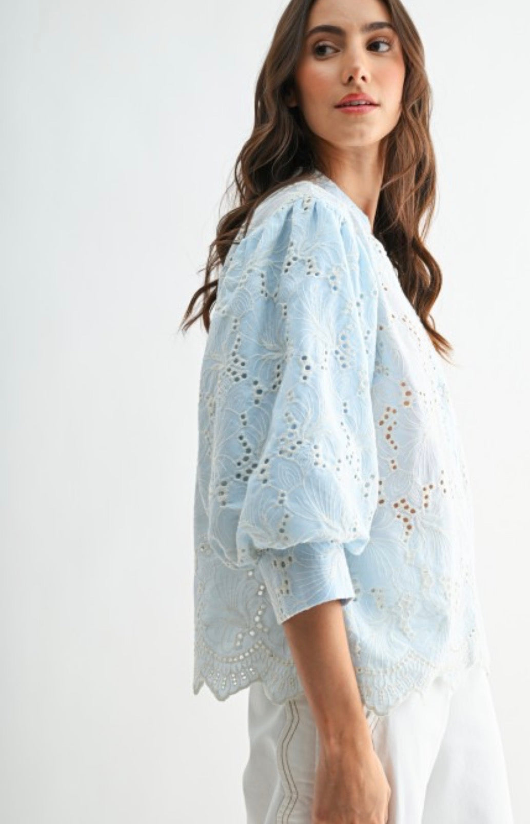 Embroidered Eyelet Top