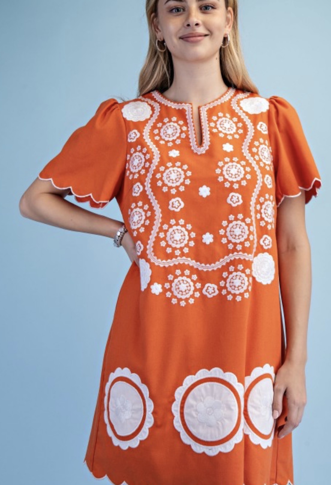 Orange Mini Caftan Dress