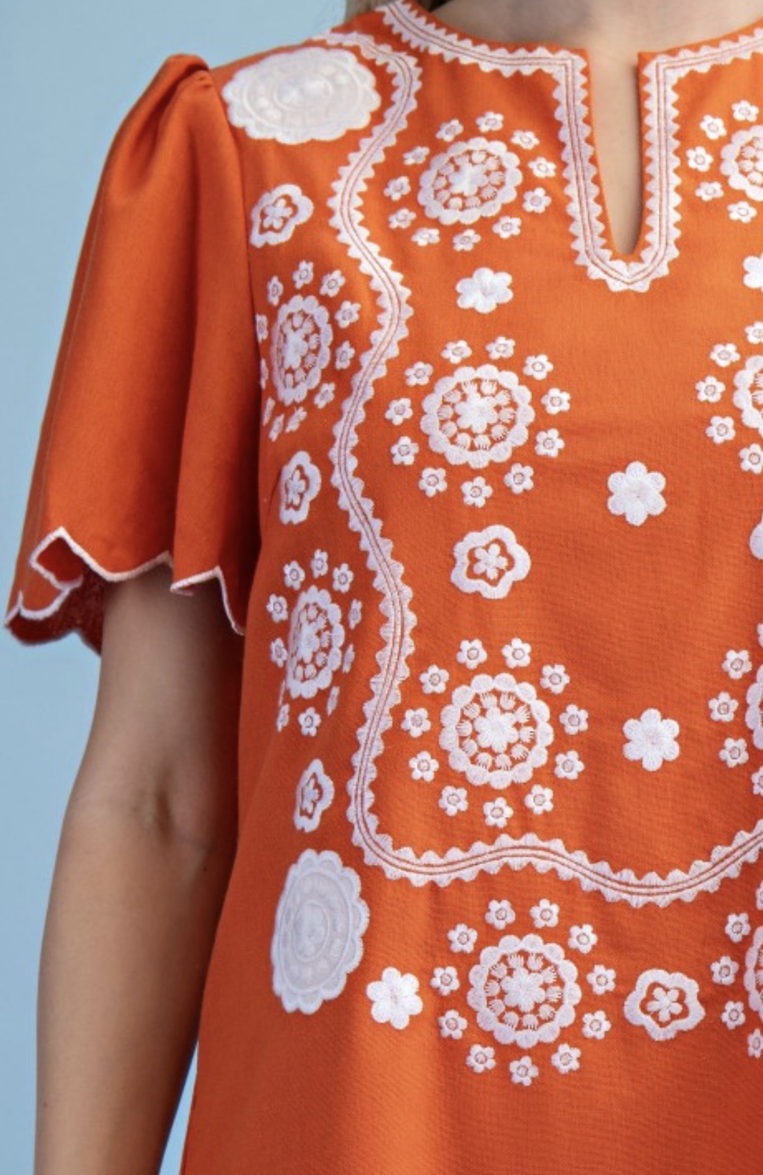 Orange Mini Caftan Dress