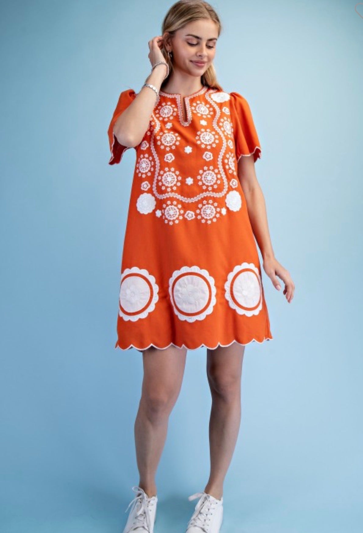Orange Mini Caftan Dress
