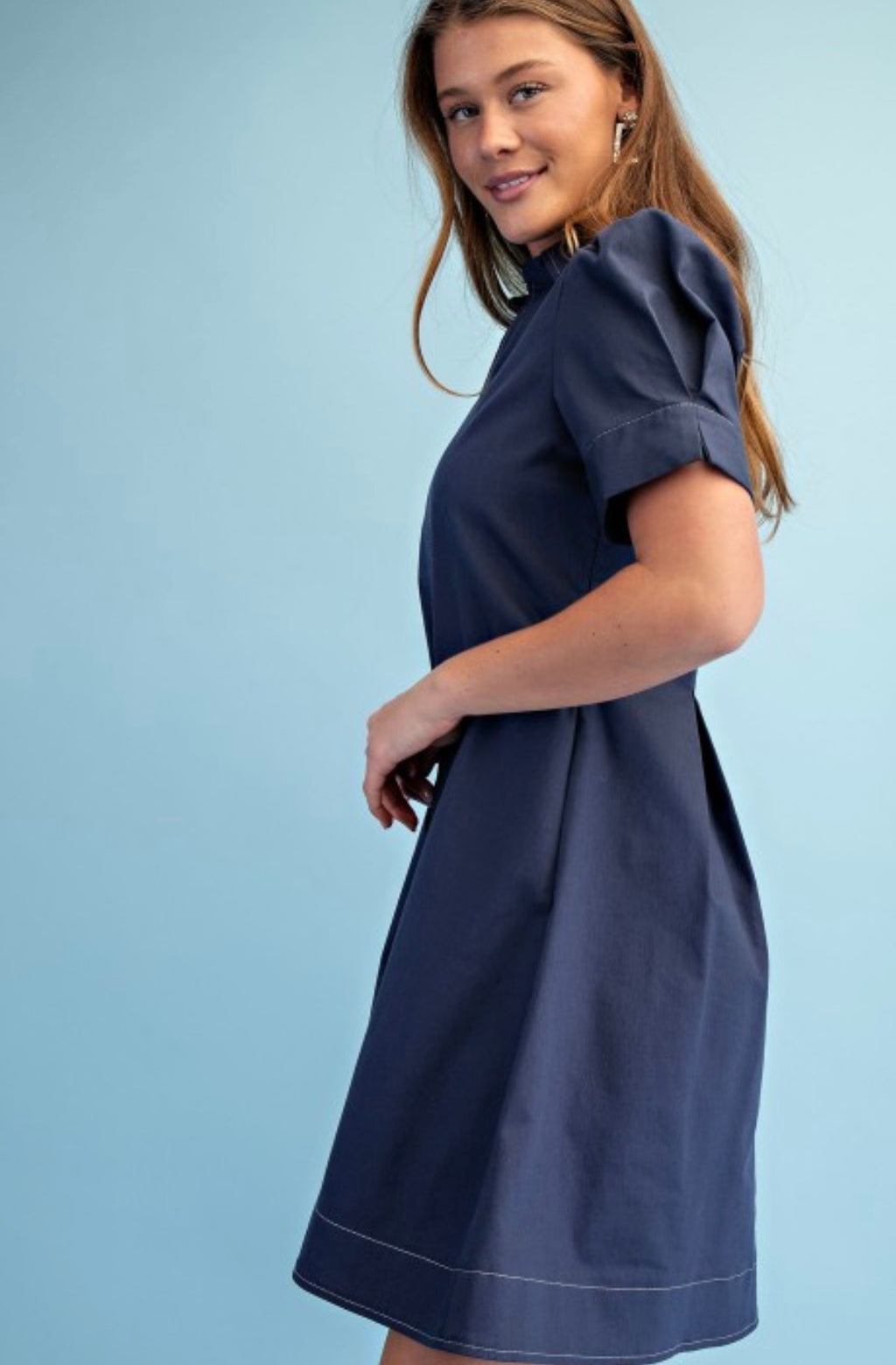 Navy Collared Mini Dress