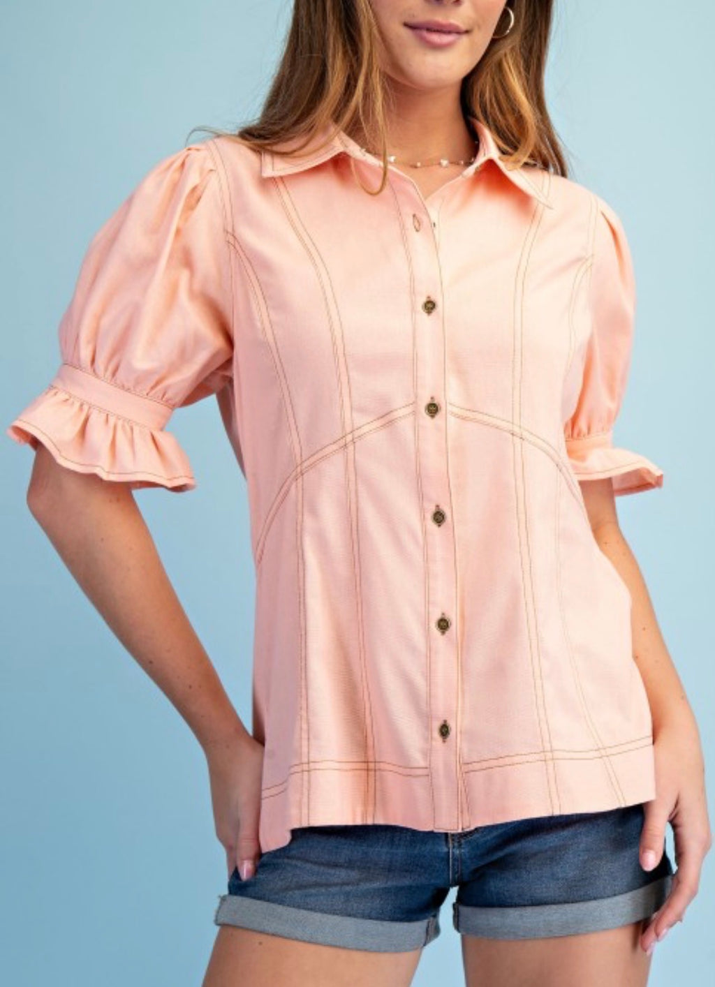 Light Peach Linen Top