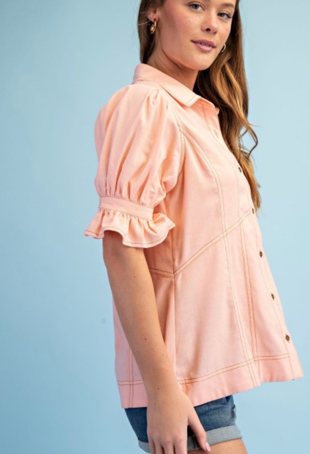 Light Peach Linen Top