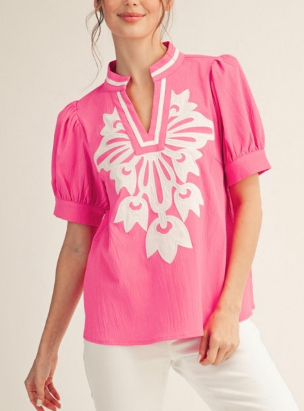 Pink Embroidered Top
