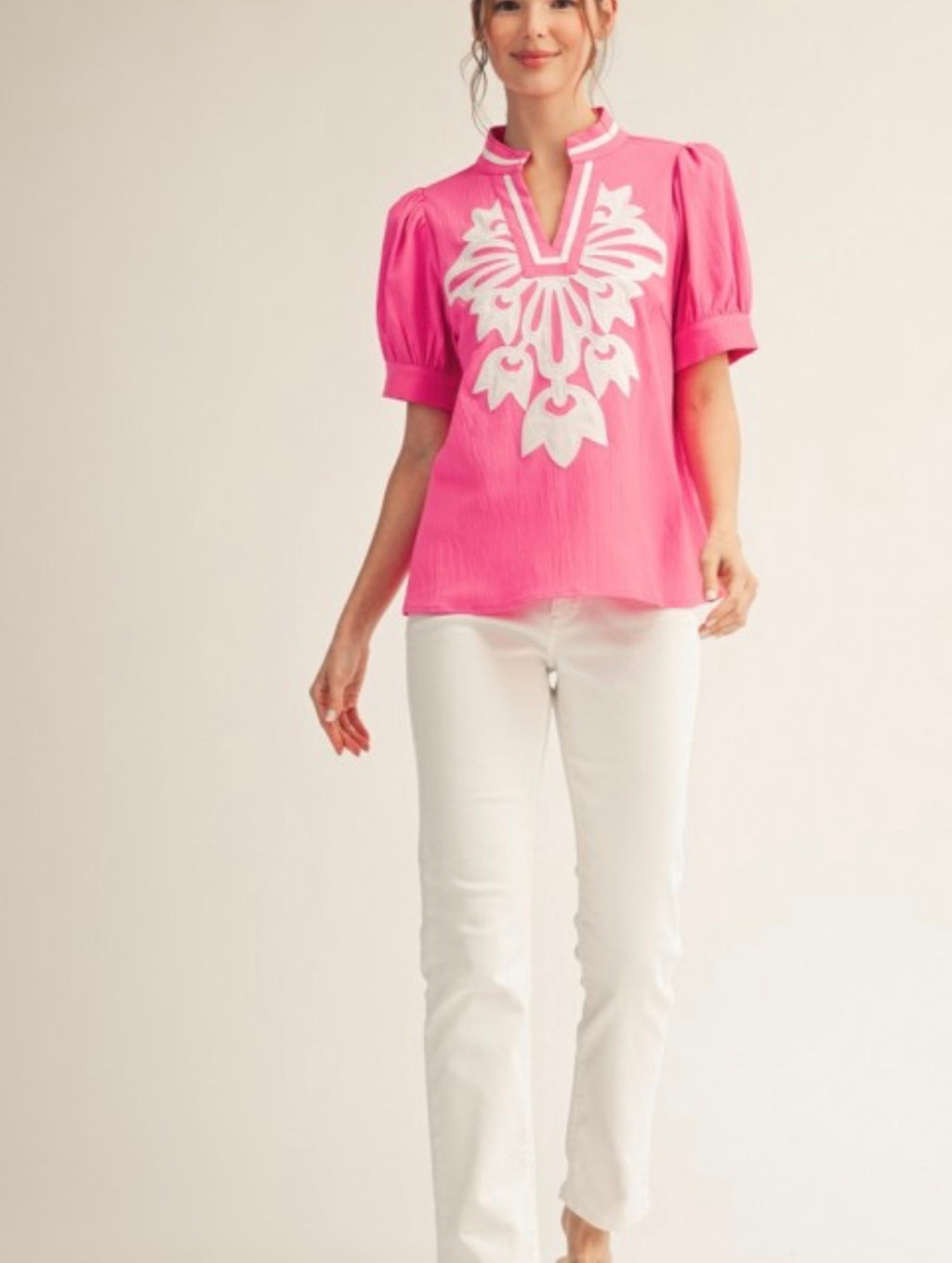 Pink Embroidered Top