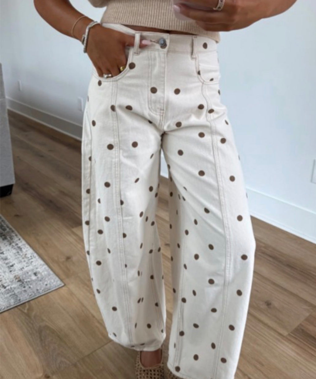 Polka Dot Wide Leg Denim