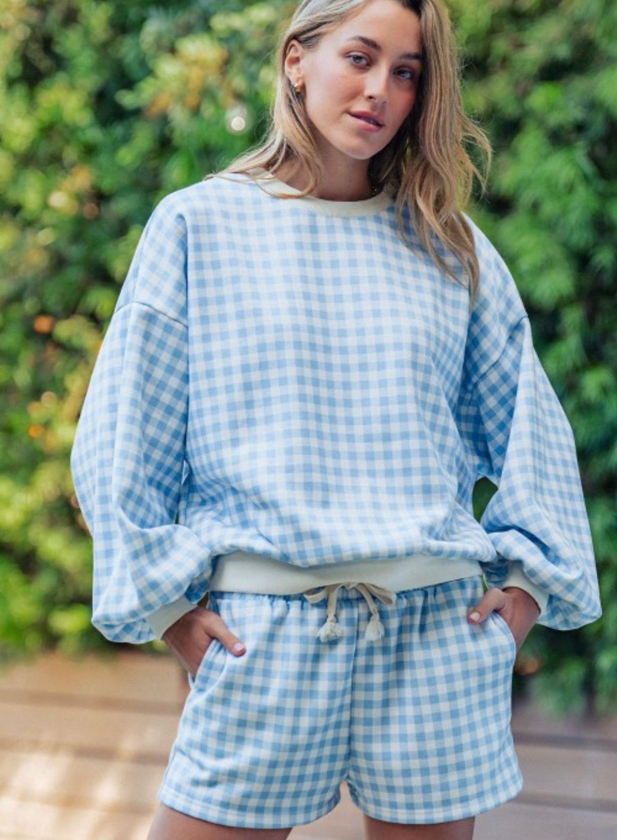 Gingham Sweatshirt Set