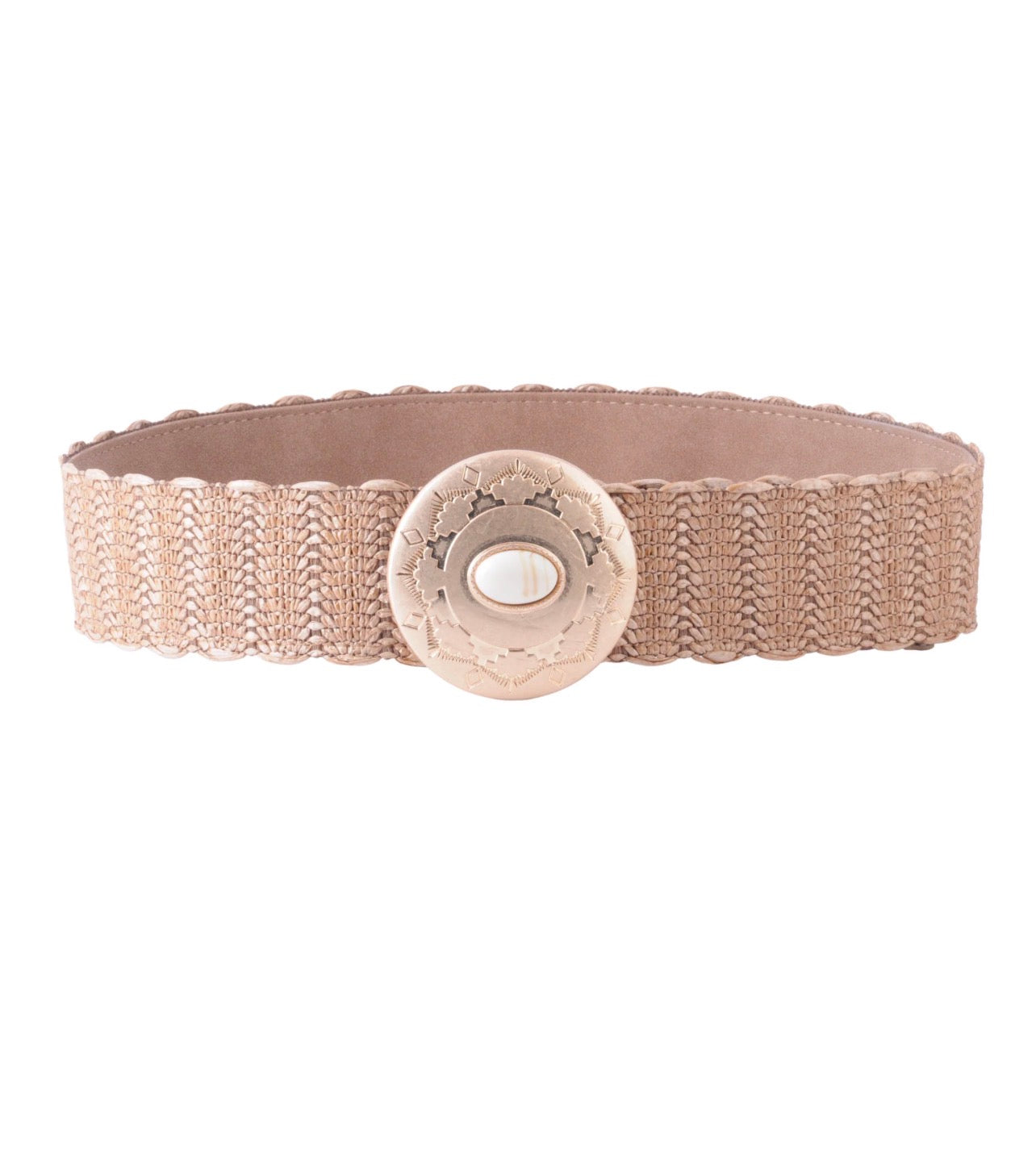 Raffia Belt with Gold Buckle
