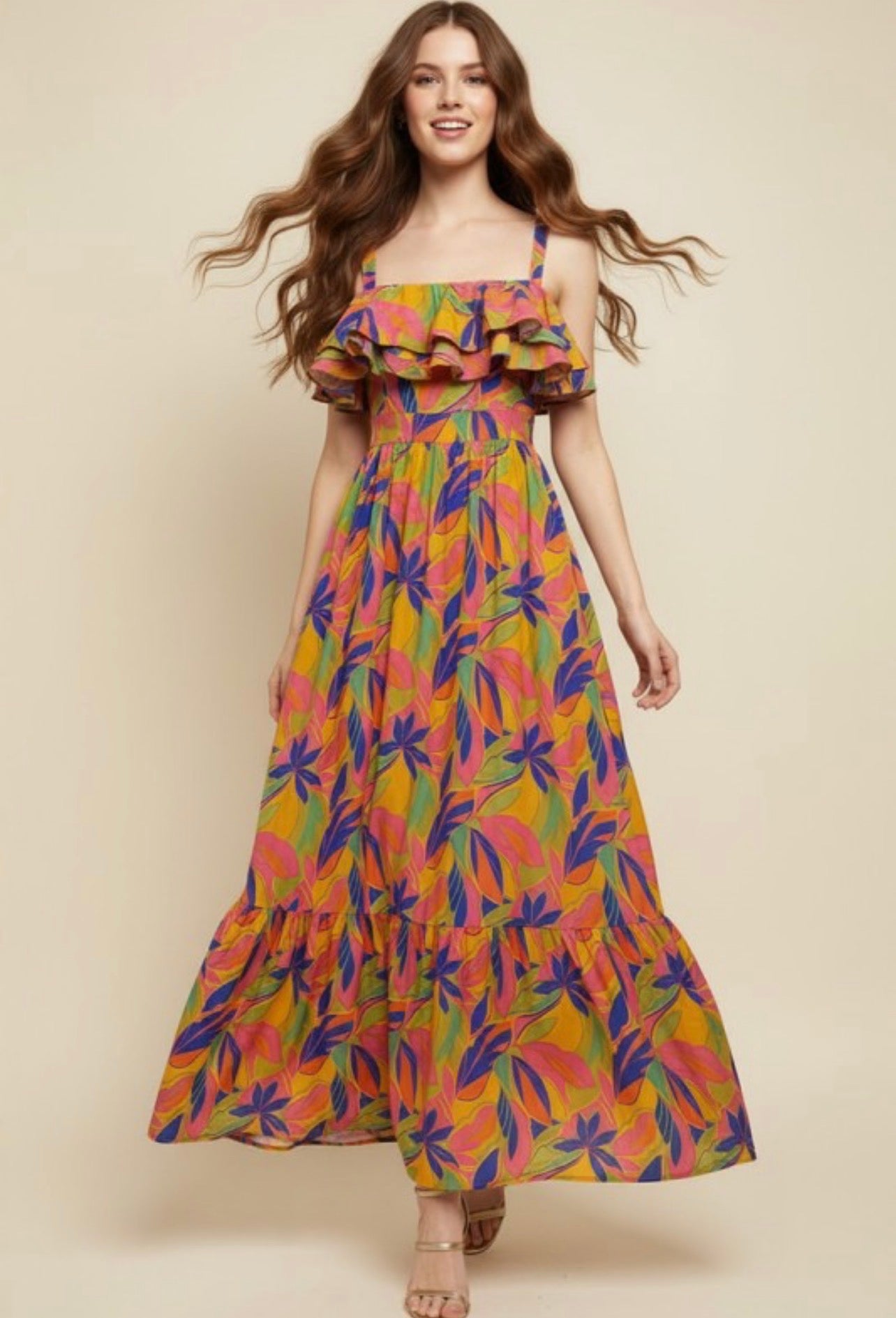 Tropical Print Maxi Dress