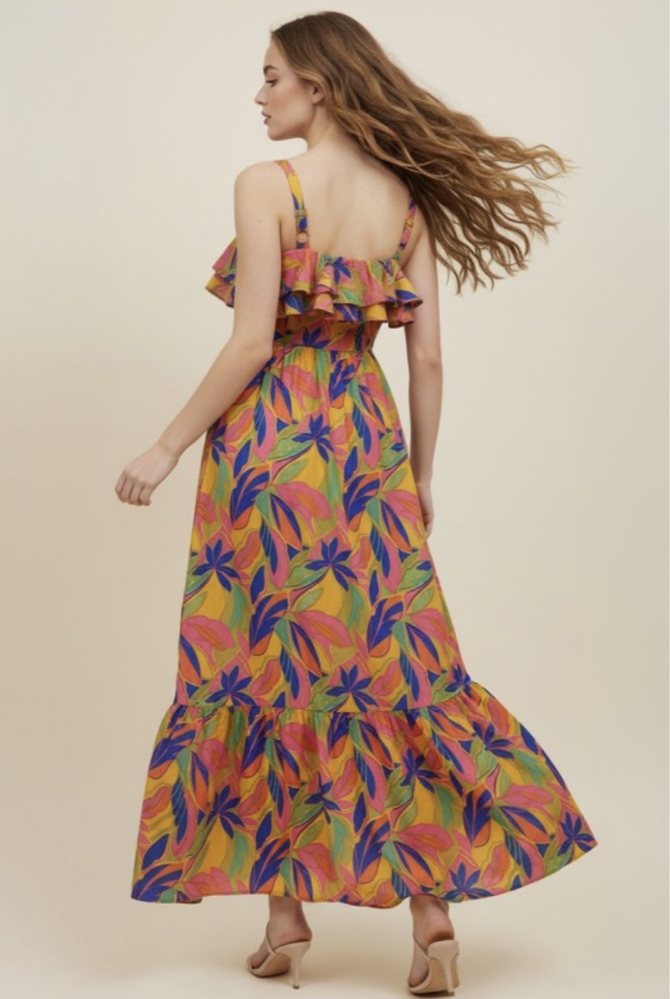 Tropical Print Maxi Dress