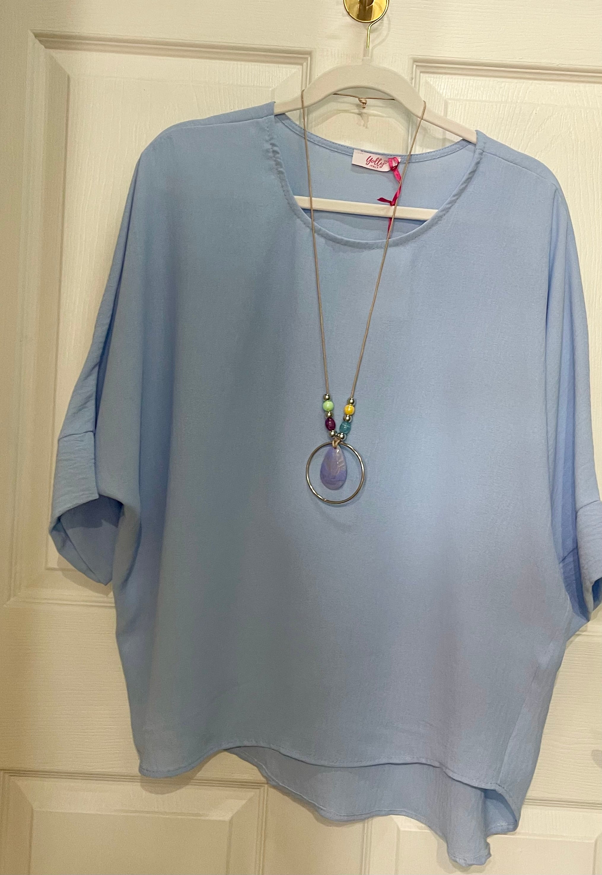 Blue Dolman Sleeve Top