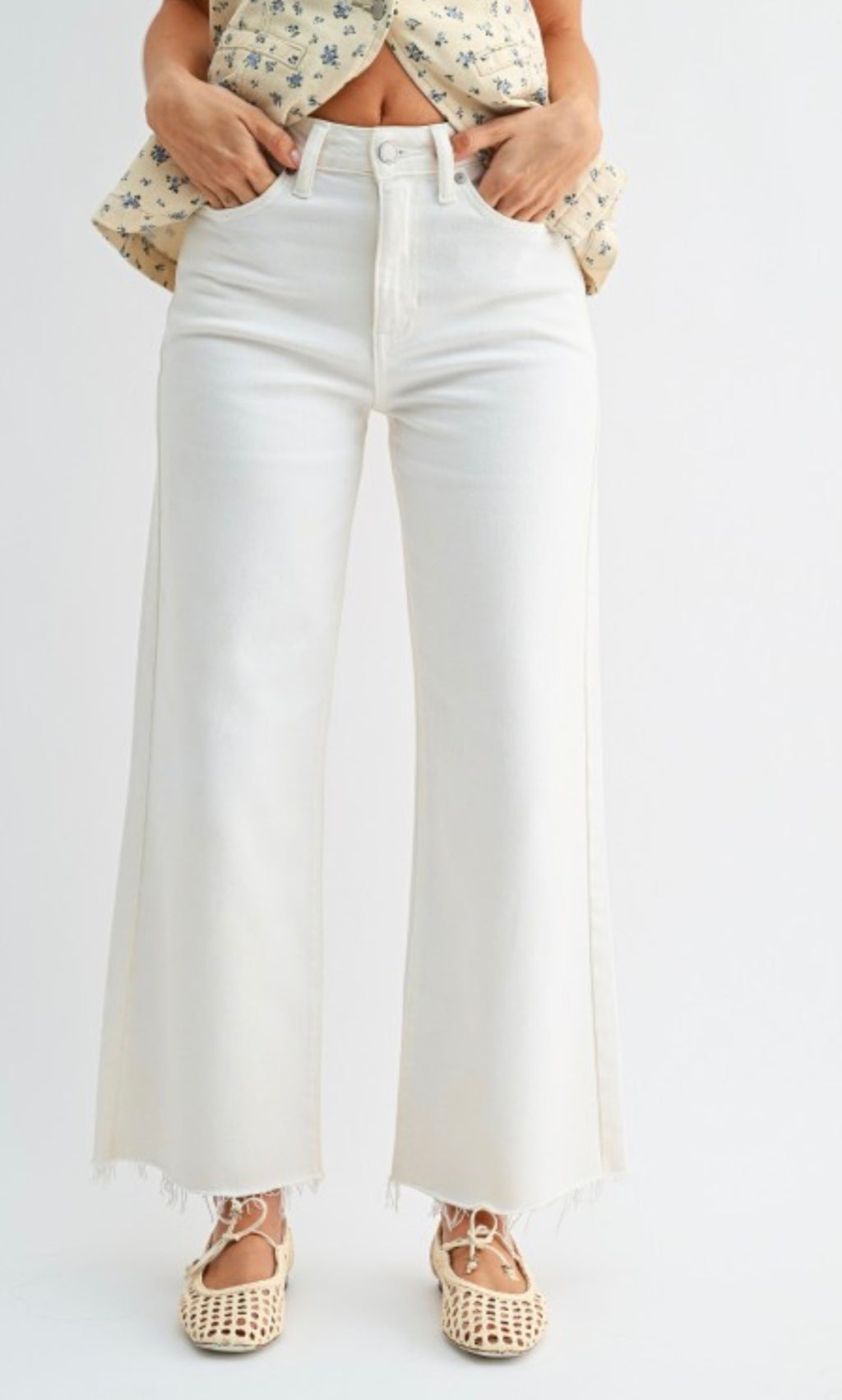 Wide Leg White Denim