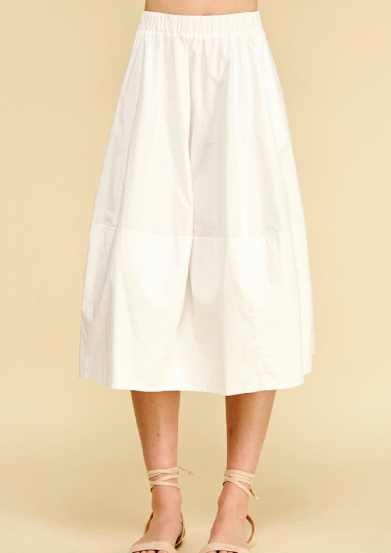 Pleated Poplin Midi Skirt