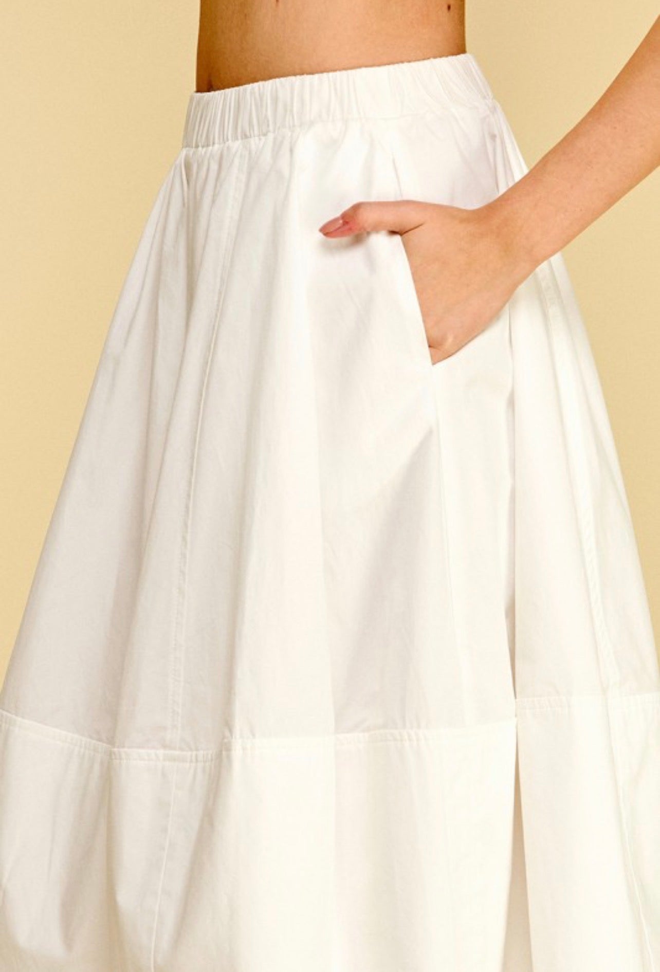 Pleated Poplin Midi Skirt