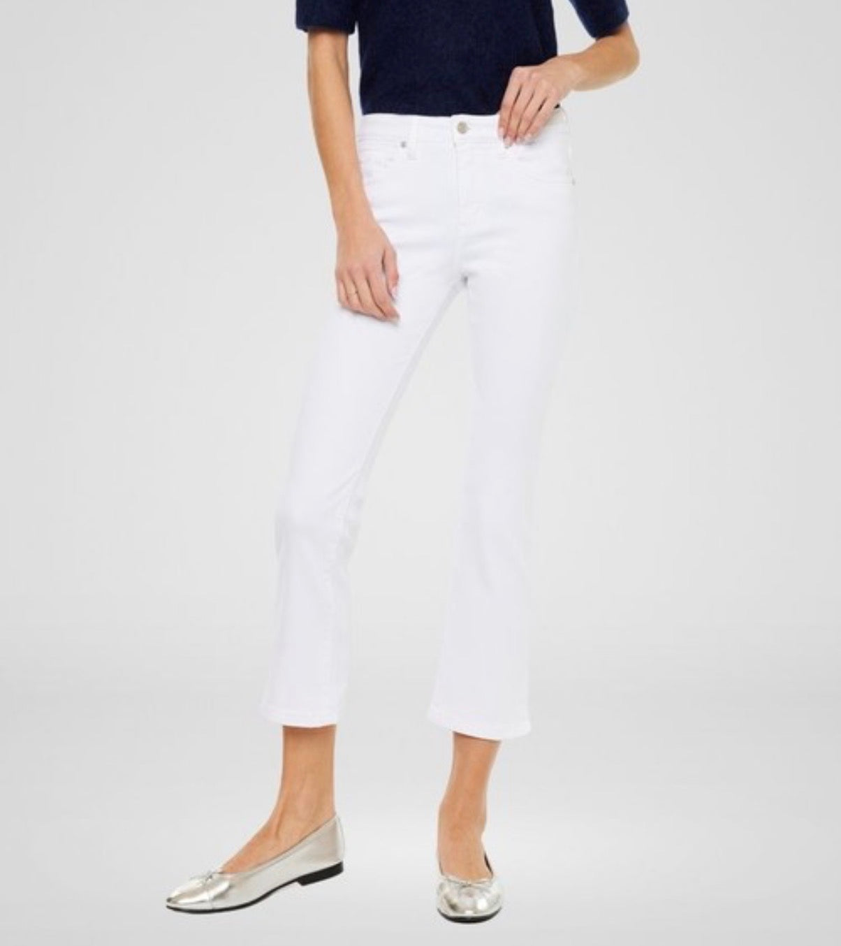 High Rise White Kick Flare Jeans