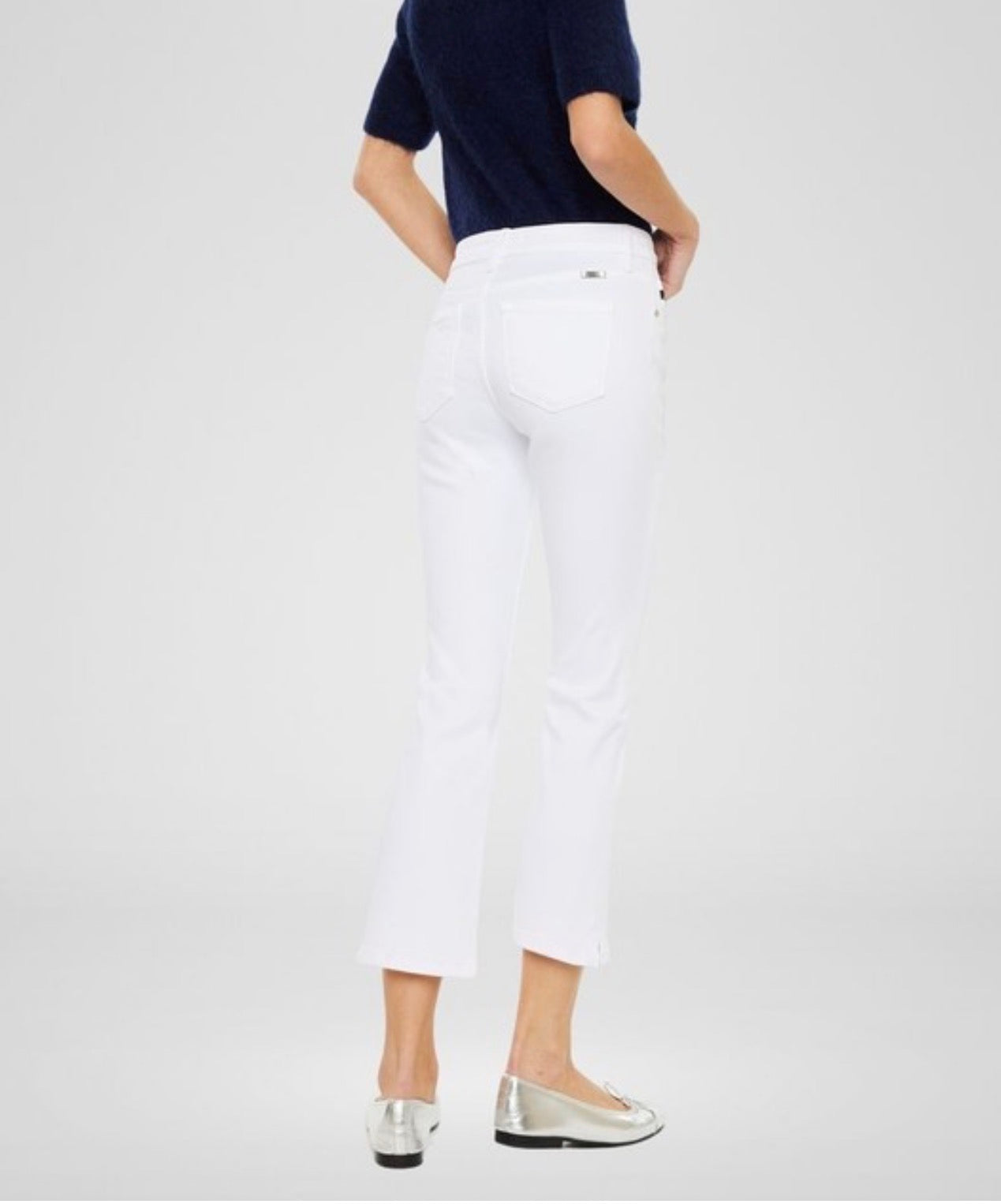 High Rise White Kick Flare Jeans