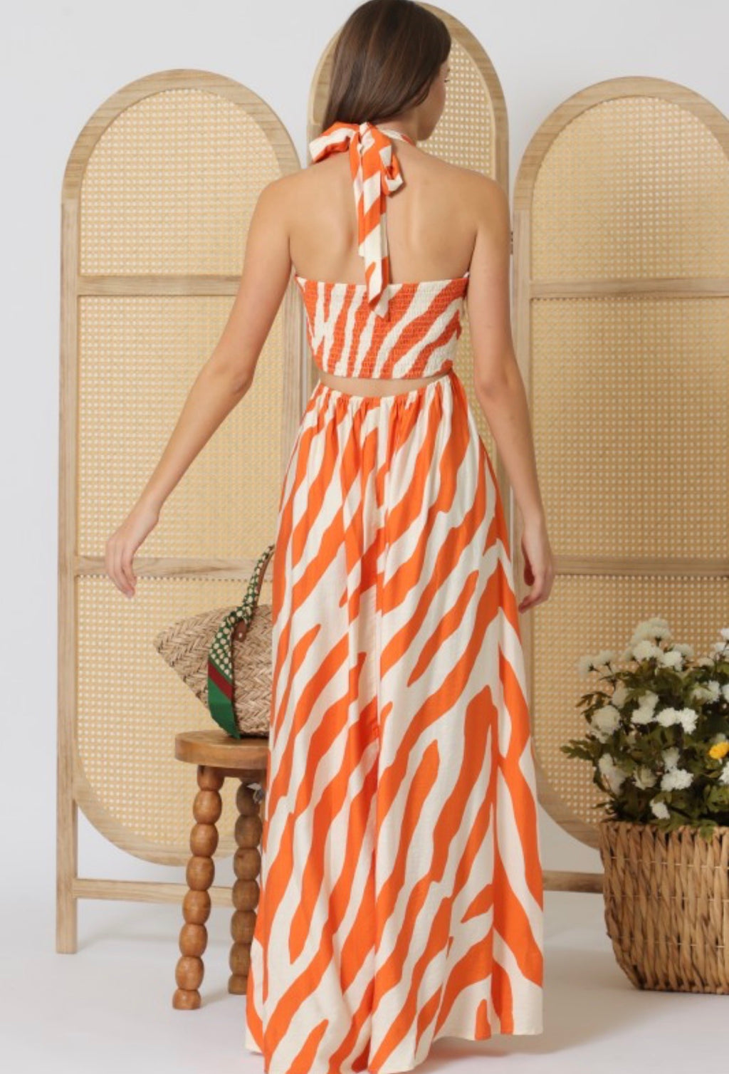 Tangerine Cut-Out Maxi Dress