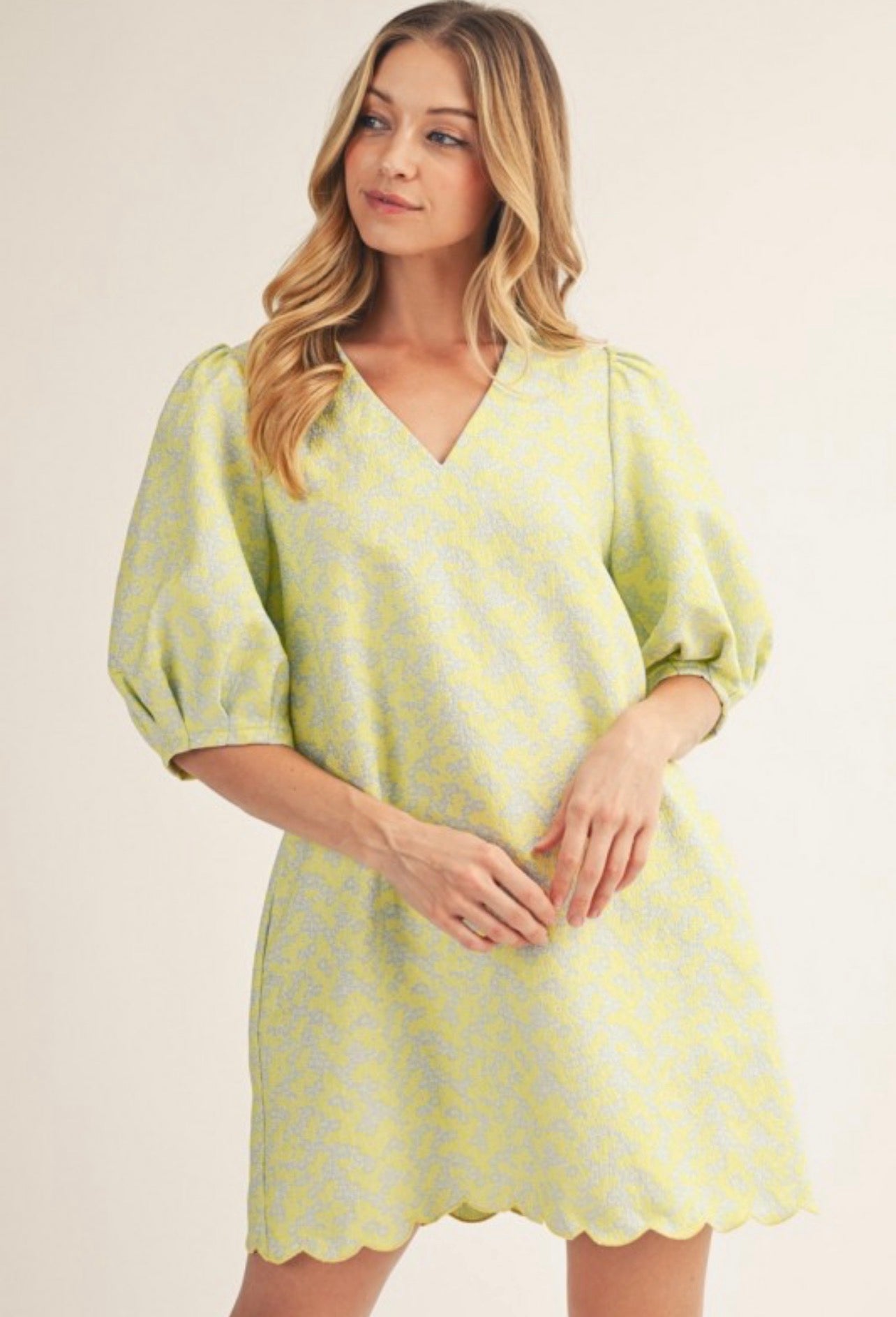 Yellow Puff Sleeve Dress
