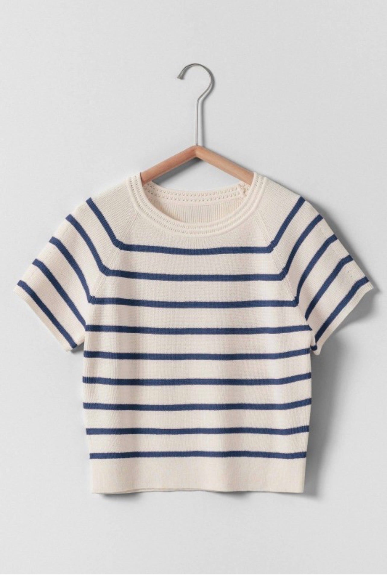 Navy and Cream Striped Sweater