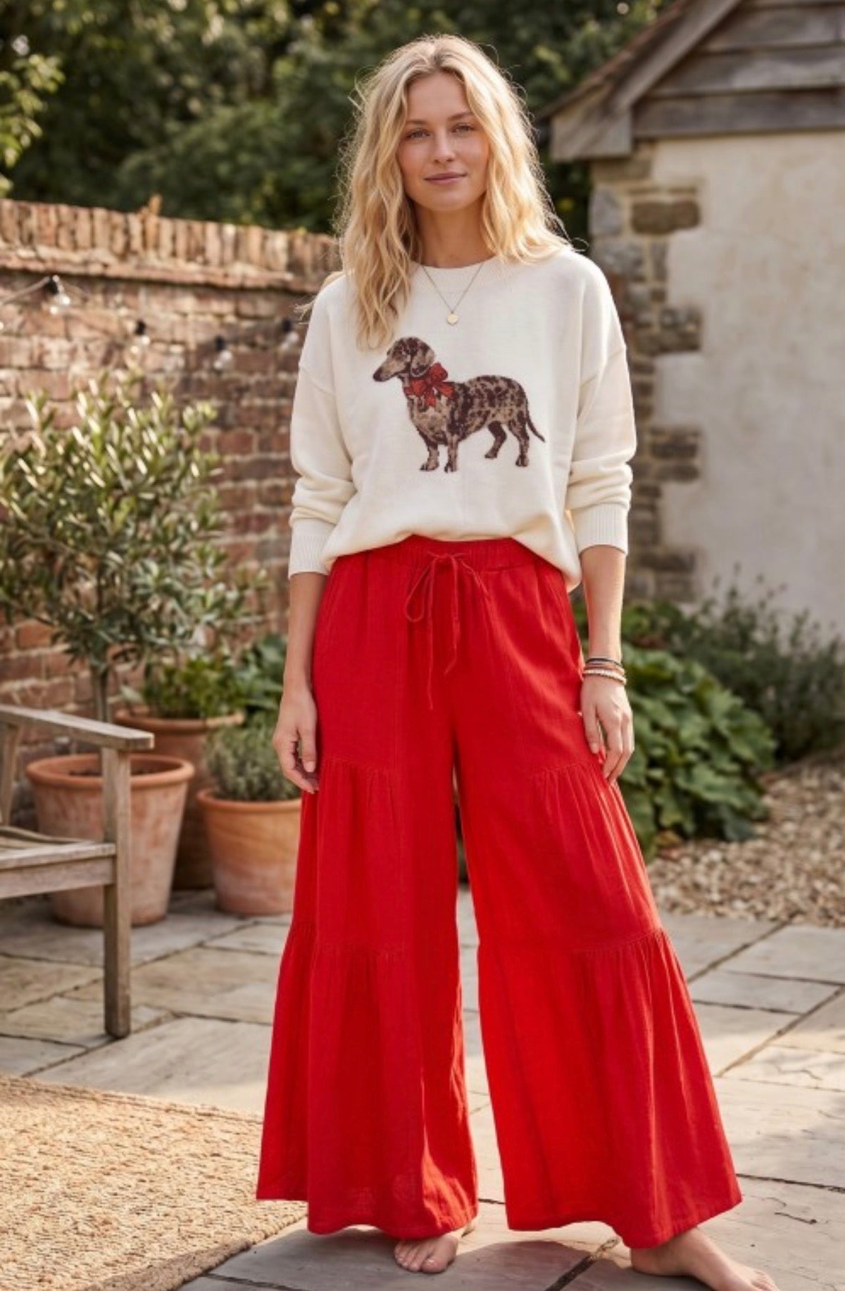 Red Wide Leg Palazzo Pants
