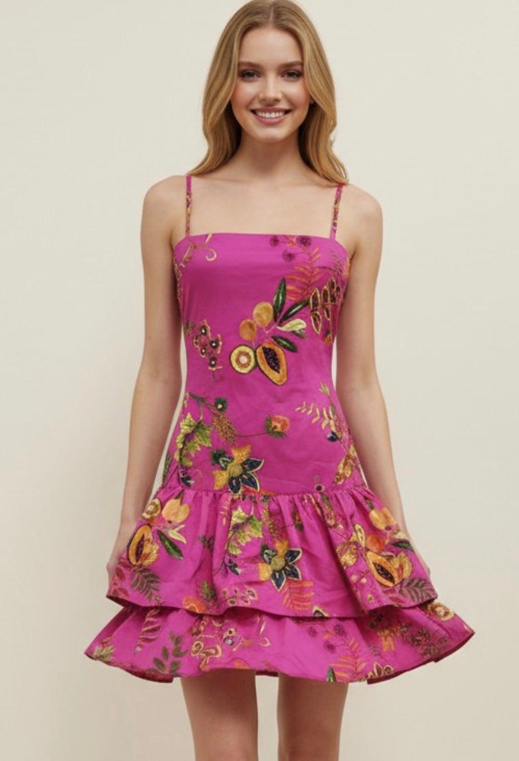 Tropical Fruit Mini Dress