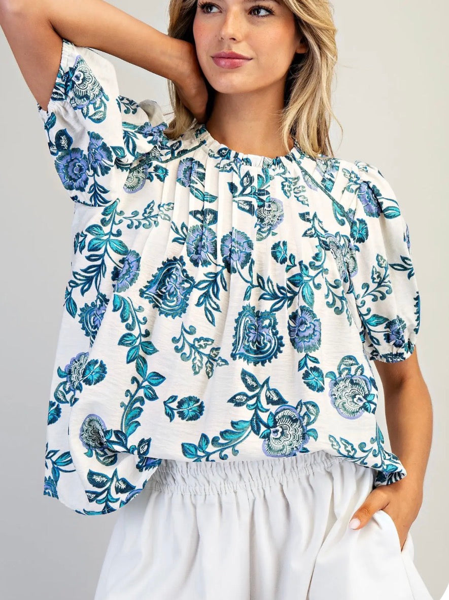 Floral Pleated Top