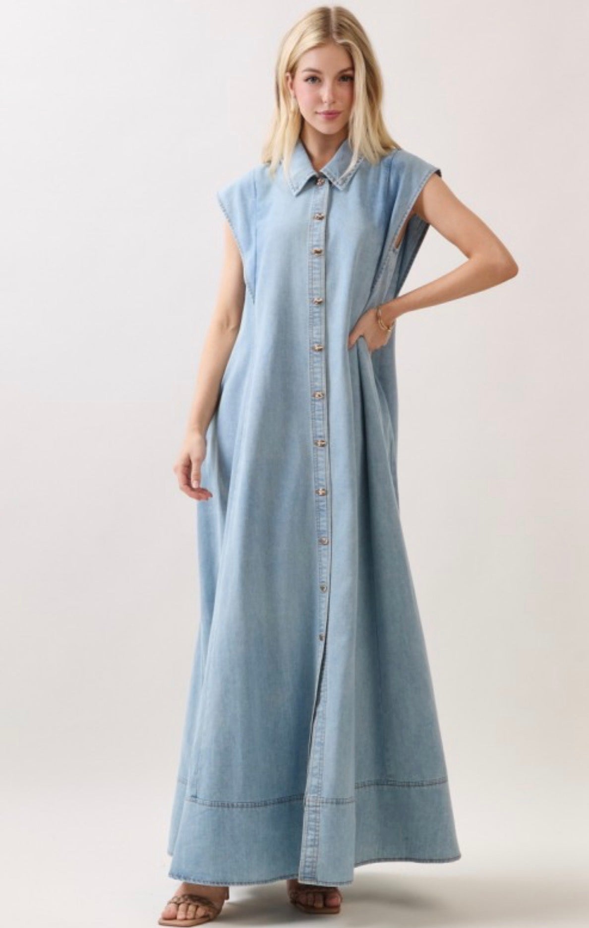 Button Down Denim Maxi