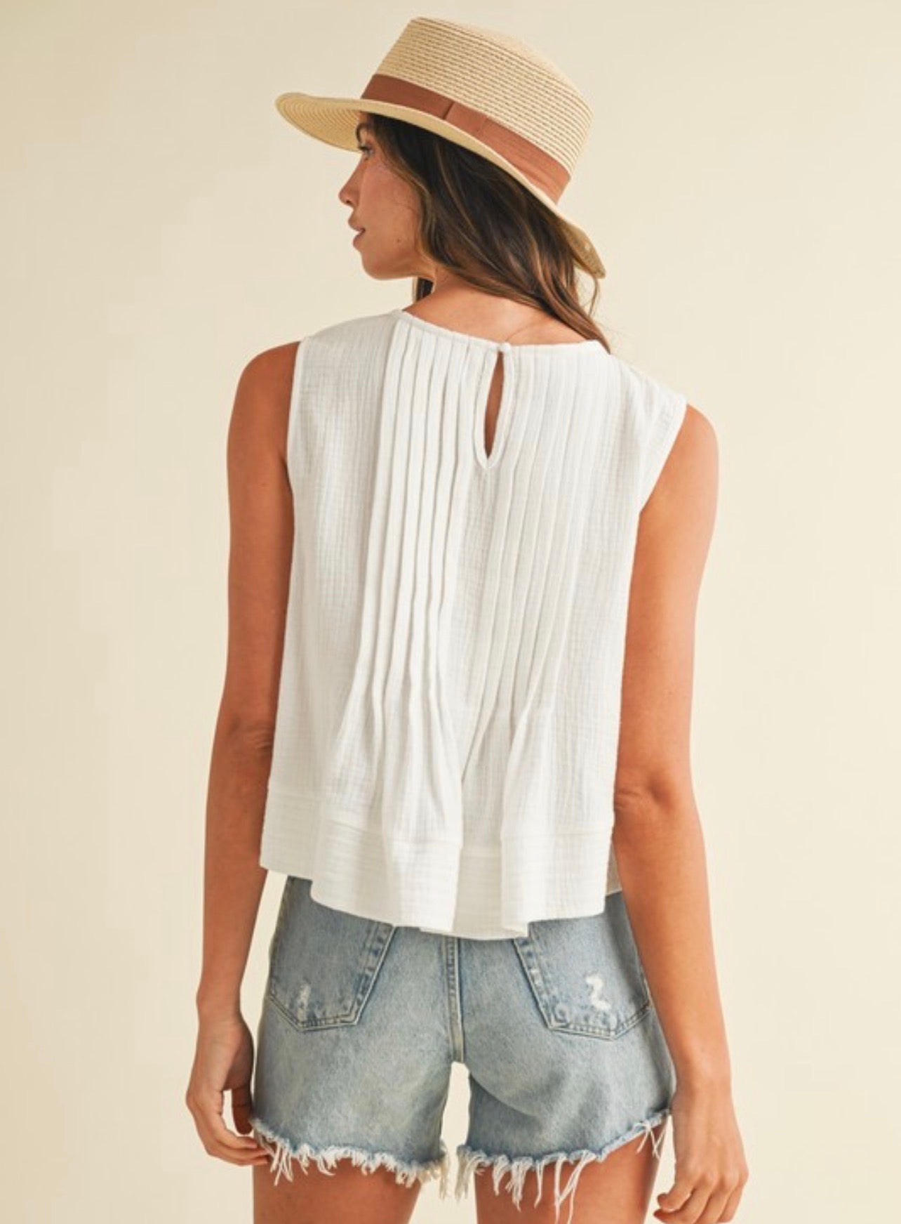 Pintuck Swing Hem Top